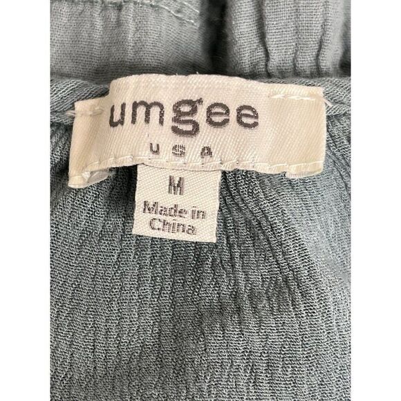 Umgee Dusty Mint Chenille Split Neck Tie Front Long Sleeve Blouse Women's Medium - Picture 3 of 5